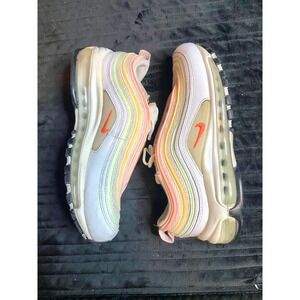 Nike Air Max 97 Summit White Orange Volt Sneakers CZ6087-100 Sz 7.5